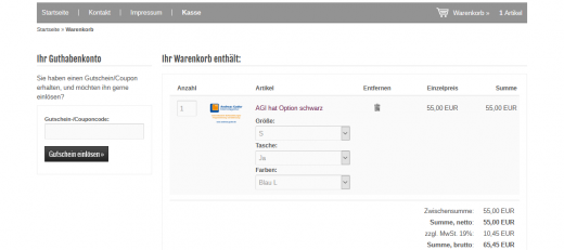 Attribute im Warenkorb ändern