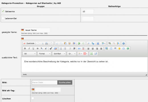 Kategorieübersichten