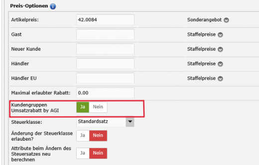 Kundengruppen Umsatzrabatt