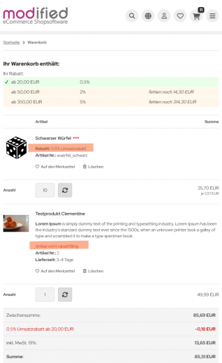 Kundengruppen Umsatzrabatt