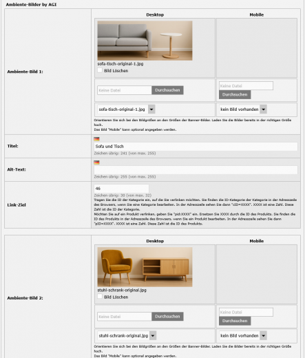 Anlegen der Bilder je Kategorie